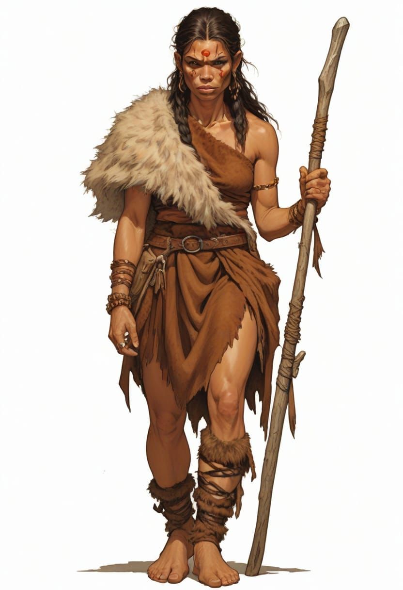 Cavewoman in Heroic Fantasy Style