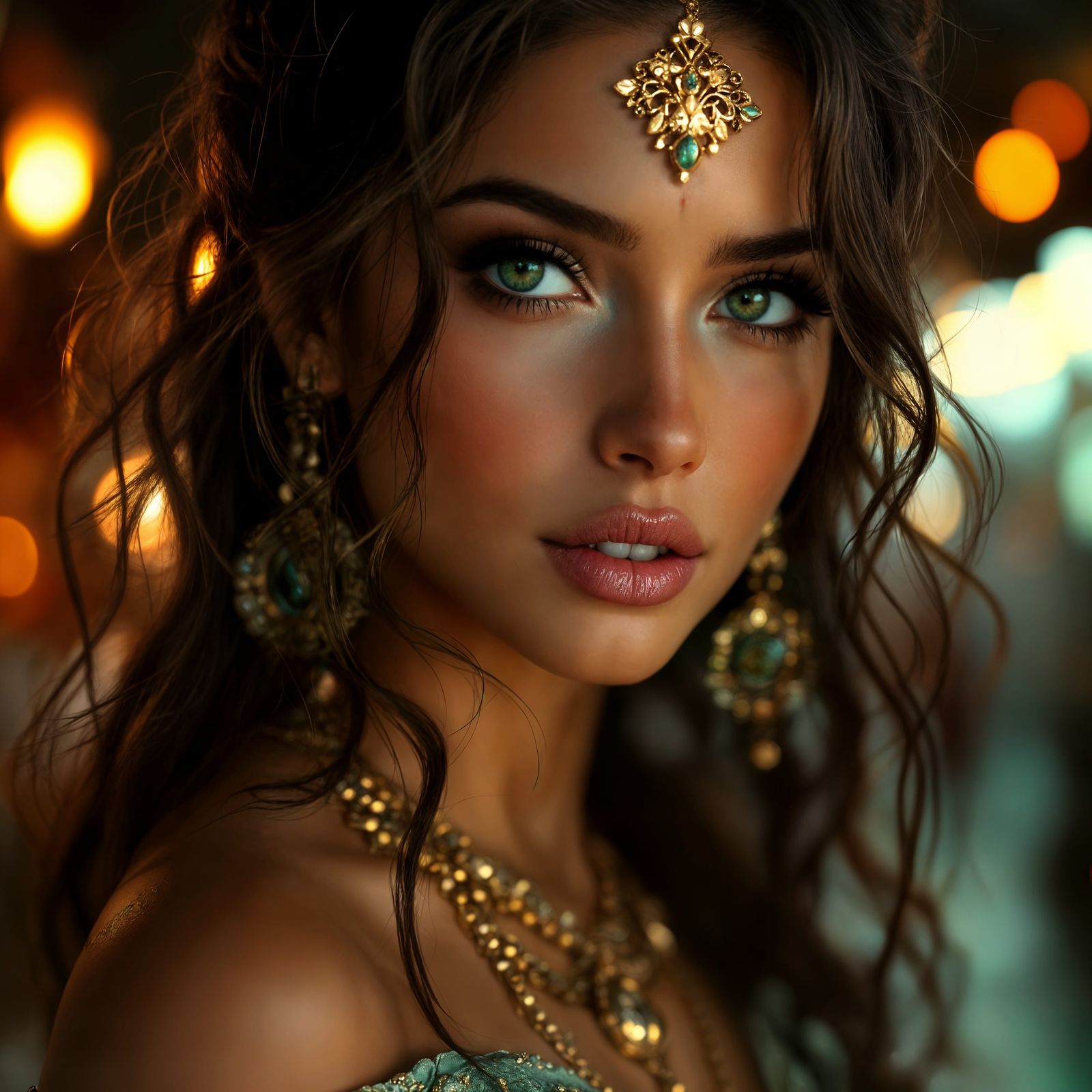 Glamorous Belly Dancer in Photorealistic Portrait