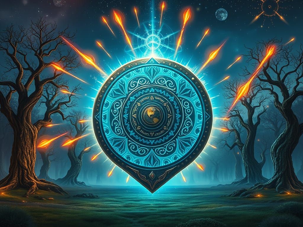 Majestic Warrior's Shield Radiates Protective Aura in Enchan...