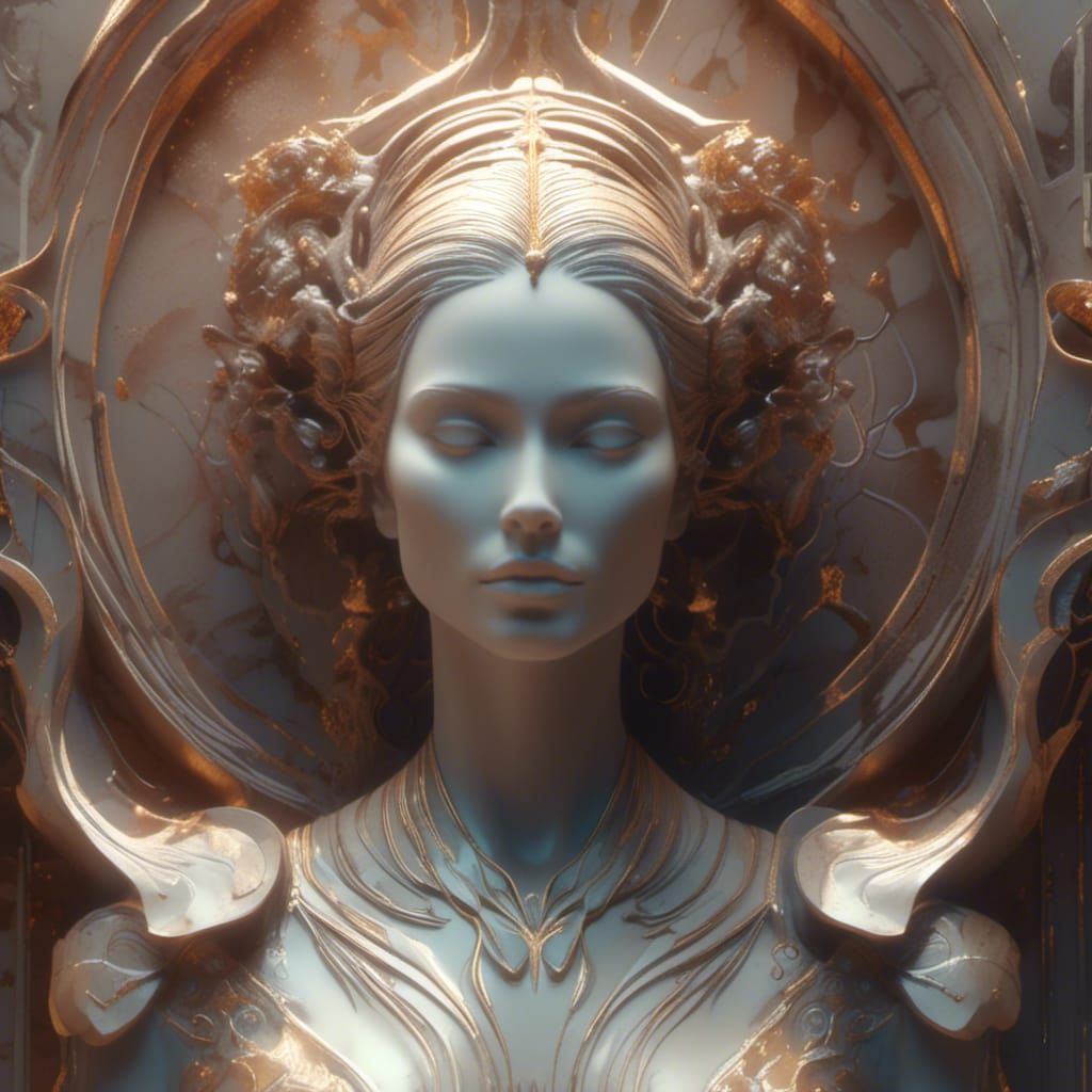 Rose Gold Marble Goddess Portrait