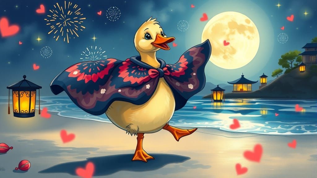 Whimsical Duck Dances in Gothic-Hippy Style