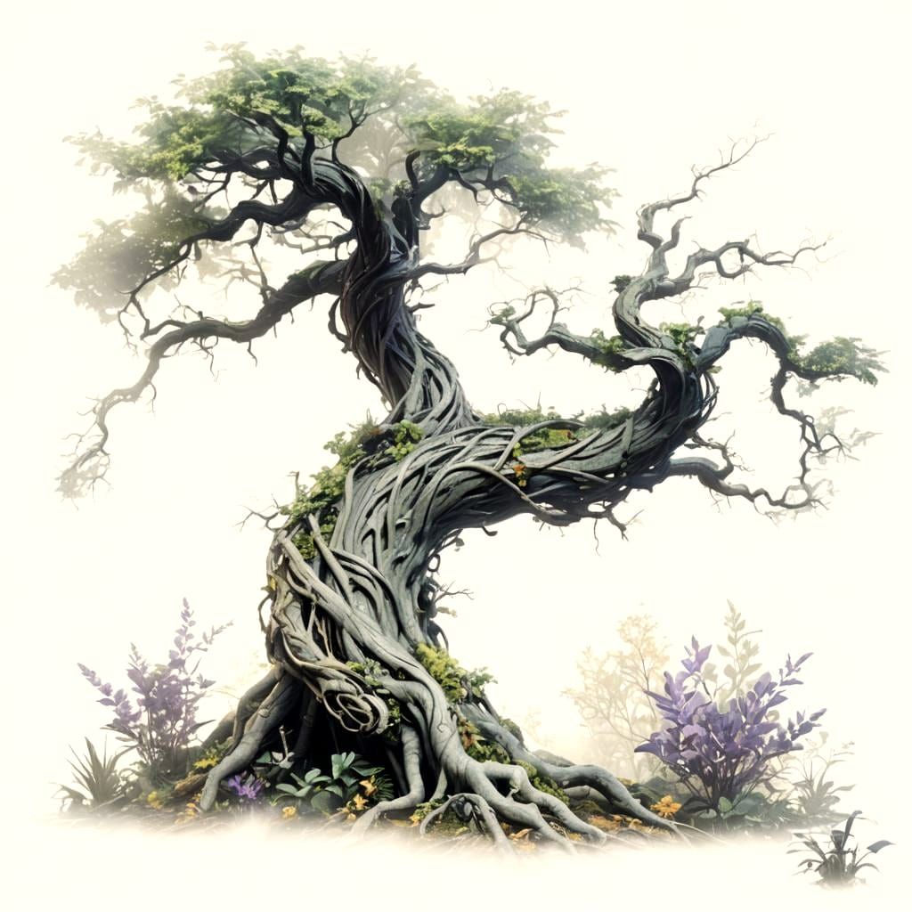 Stylized Tree in Dark Fantasy 3D Rendering
