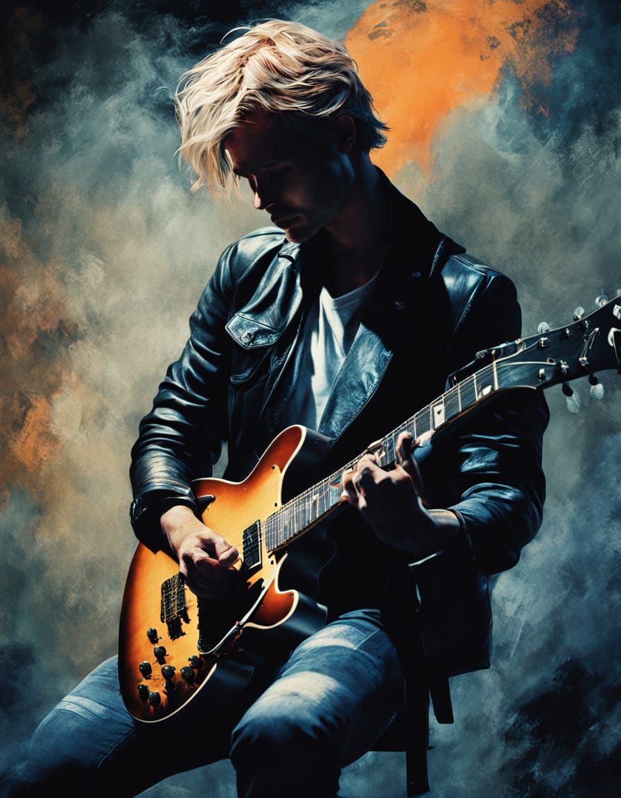 Classic Rock Musician in Smoky Blues Club