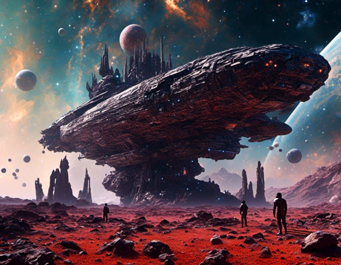 <lora:Nebular:1.0> <lora:Automatica:1.0> The expanse belter ship nebula in background