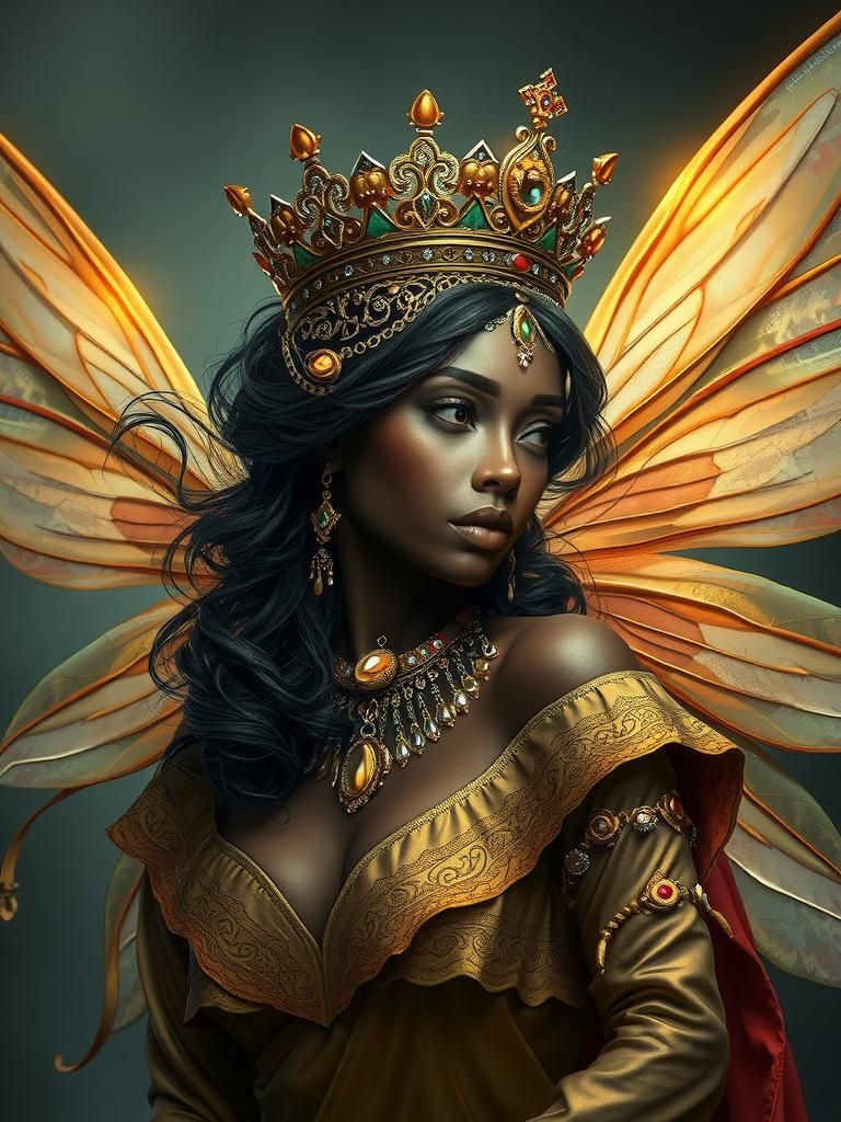 Regal Fairy Goddess in Art Nouveau Style