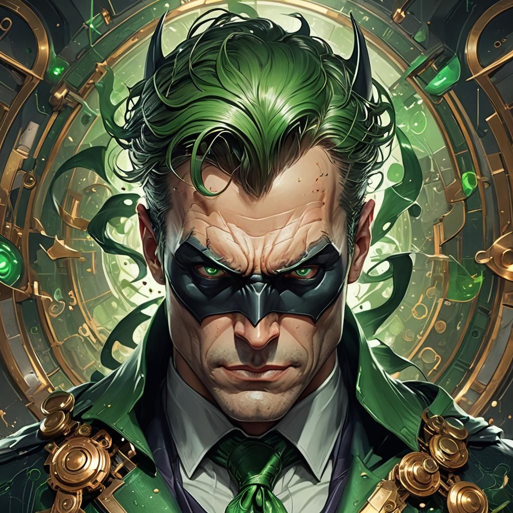Batman Riddler Fusion Portrait in Digital Art Style