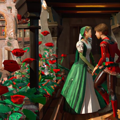 Romeo and Juliet Balcony Scene: Theatrical Concept Art