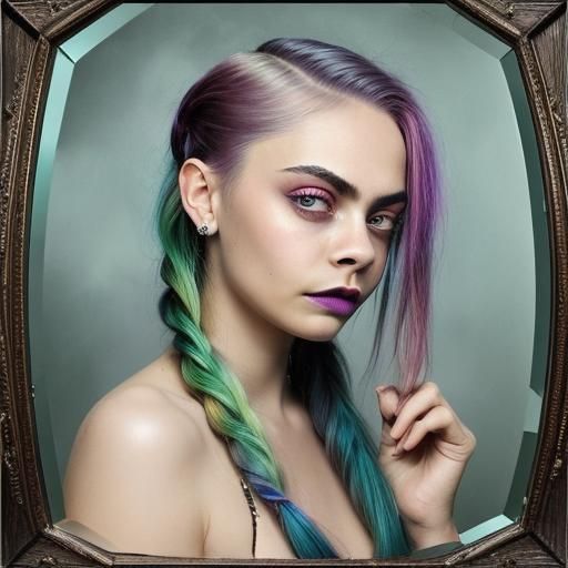 Shattered Reflection: Portrait with Oil and Watercolor Effec...