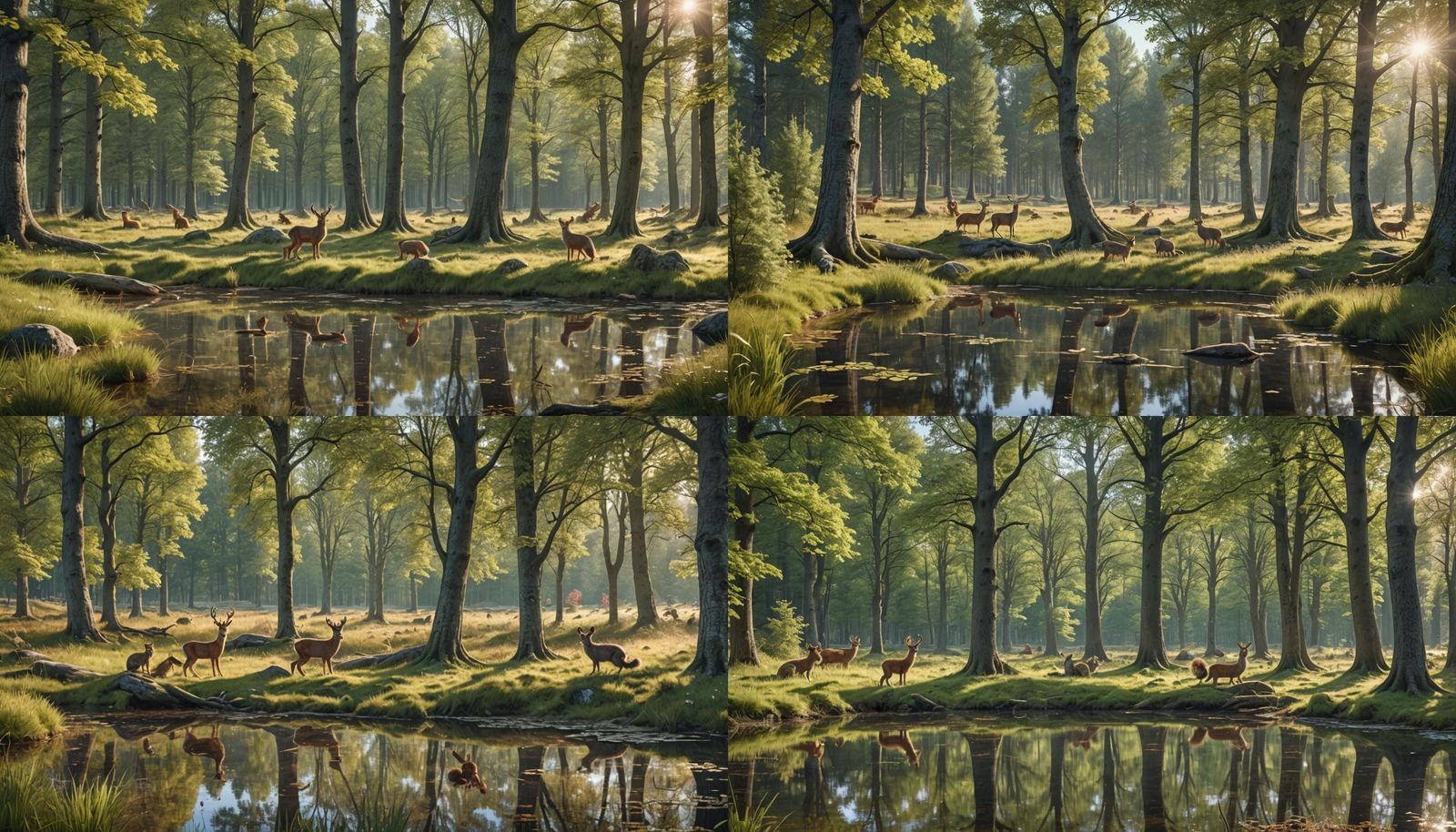 Scandinavian Forest Landscape with Deer and Wildlife