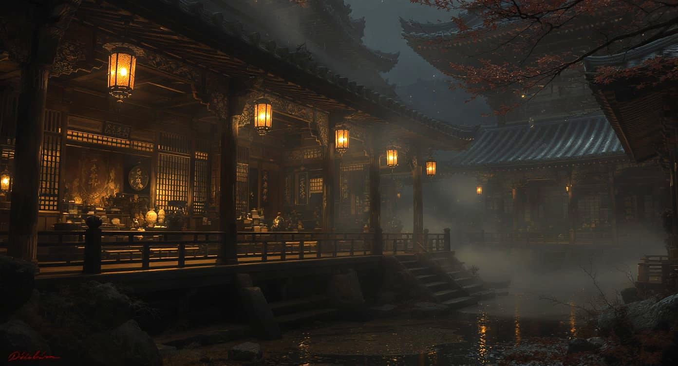 Japanese samurai café with Kobe lanterns