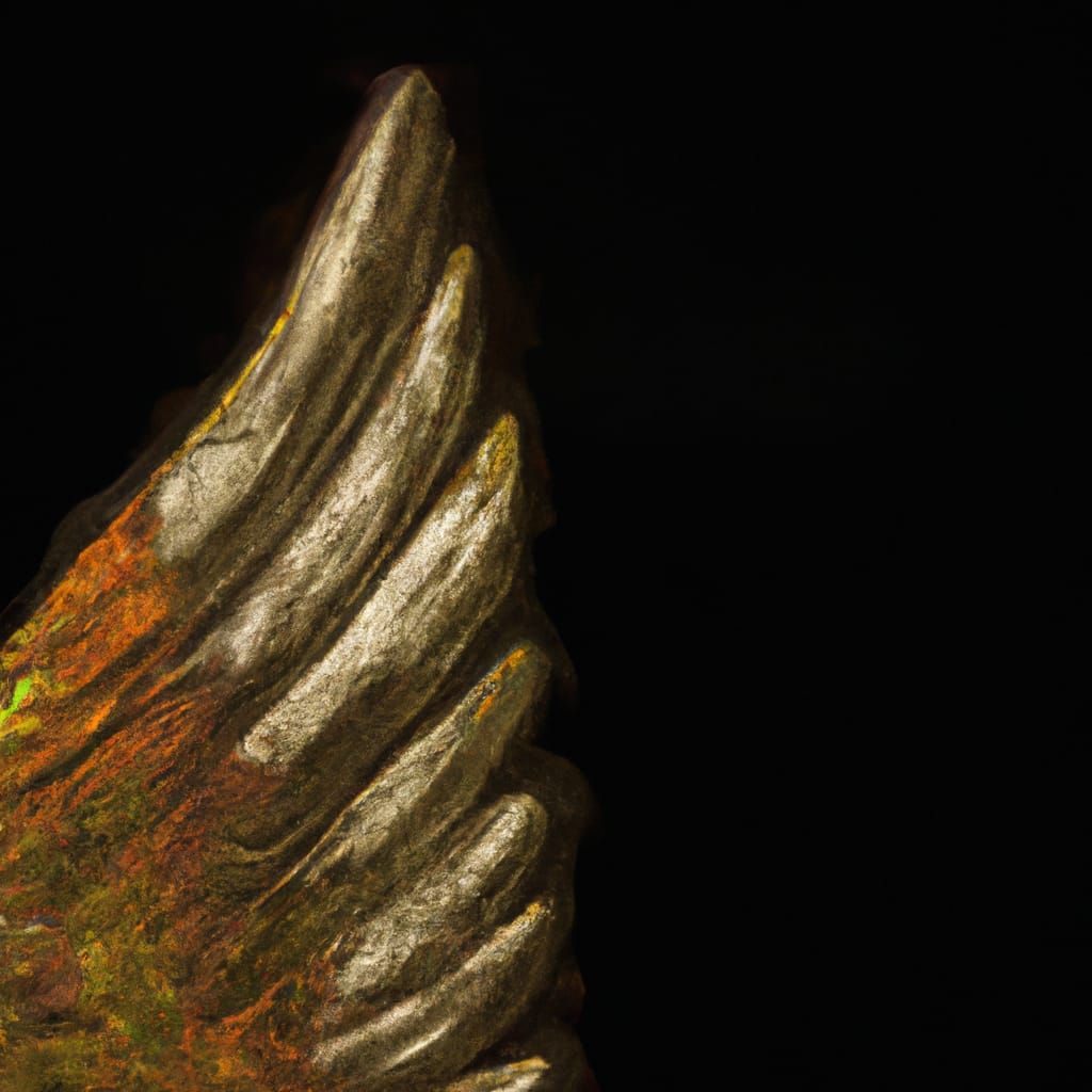 Golden Wing Tip in Dark Oil Painting Style