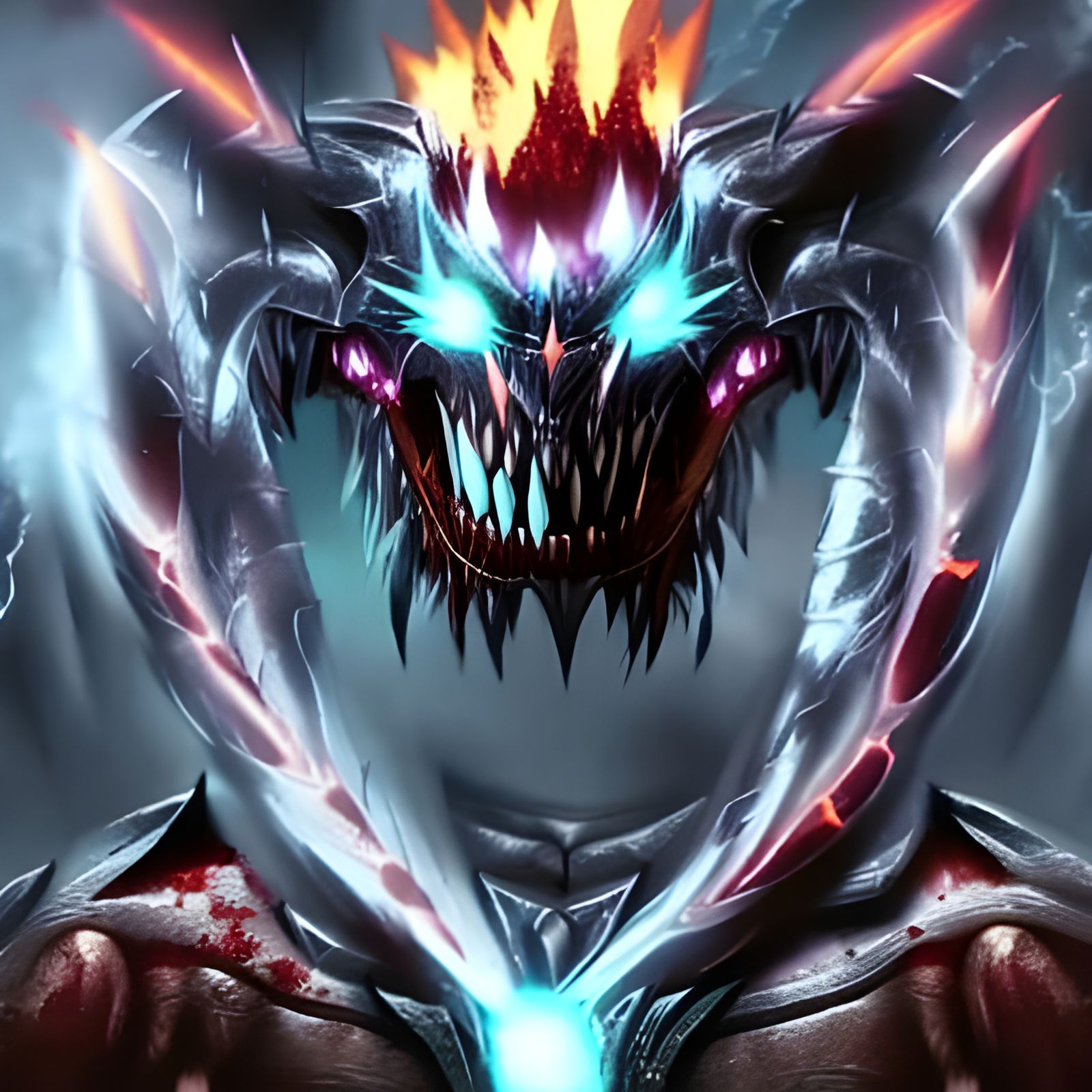 Cyborg Rider on Metal Monster: 8K Fantasy Art