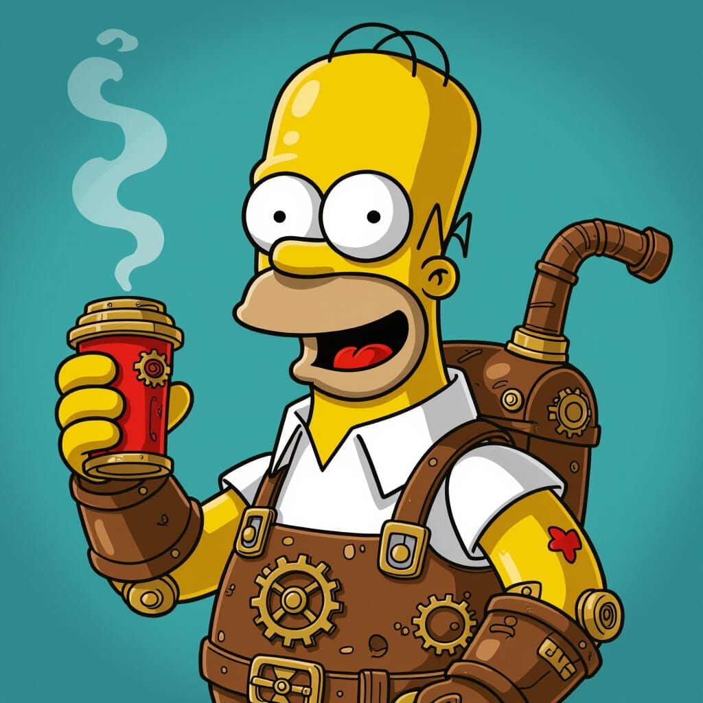 Steampunk Homer Simpson Illustration