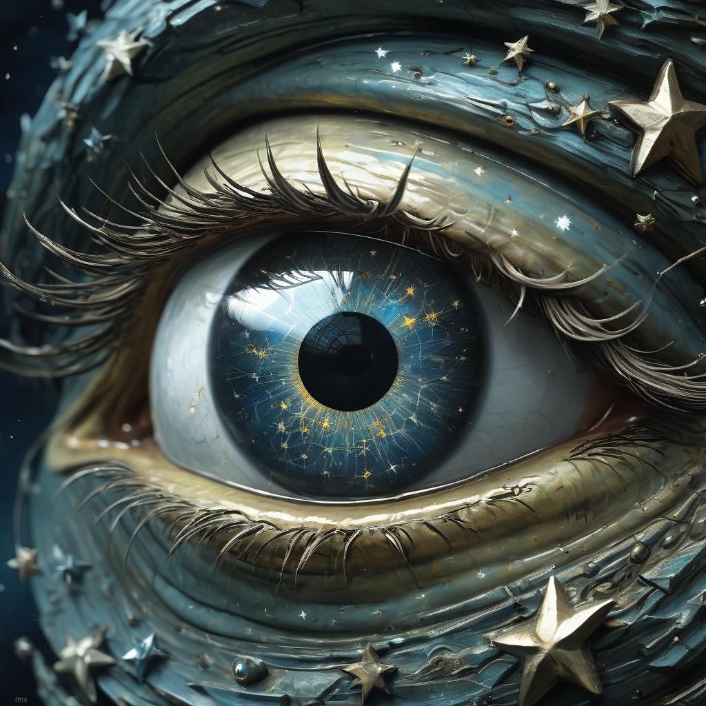 Realistic Fantasy Art in a Single Eye: Sun, Moon, and Stars...