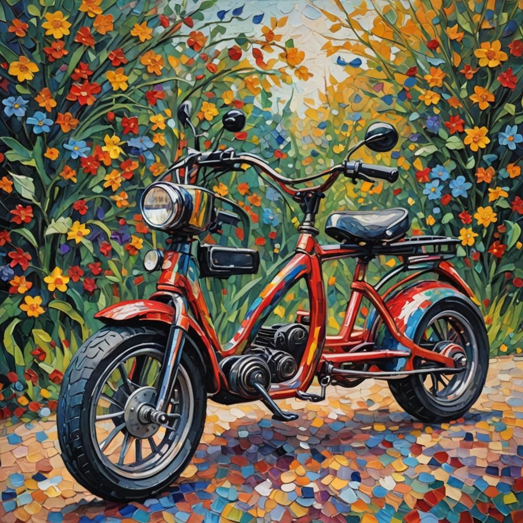 Colorful Trike in Neo-Impressionist Expressionist Style