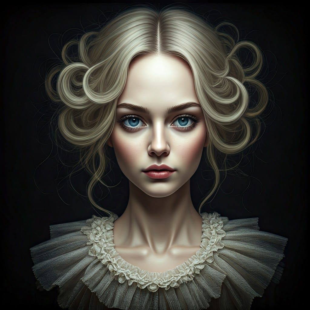 Dreamy Iris Folding Portrait in Art Nouveau Style