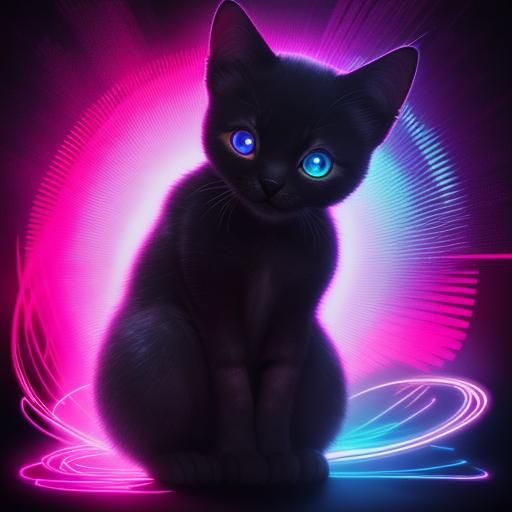 Hypnotic Kitten in Synthwave Style