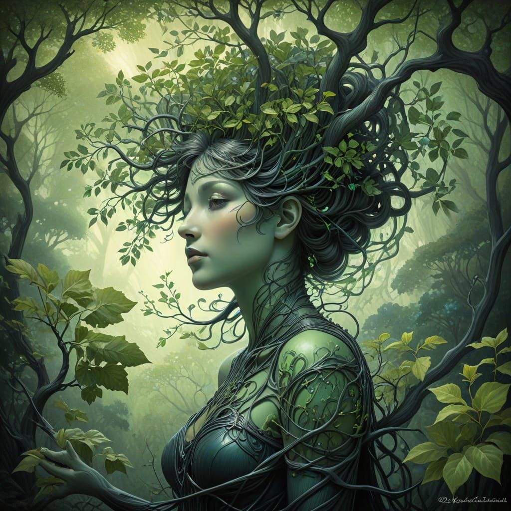 Pencil Becomes Tree in Art Nouveau Style