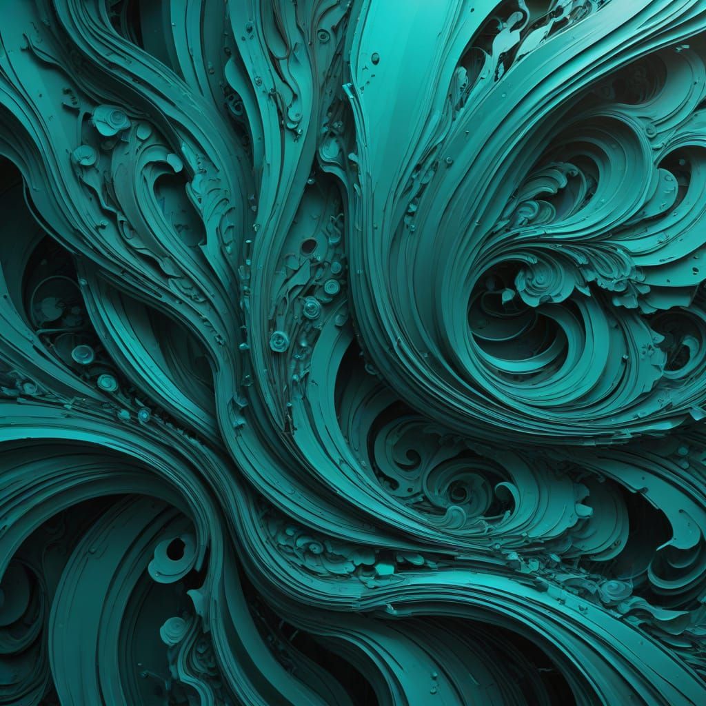 Abstract Romanesque Design with Teal and Ultraminimalist Ele...