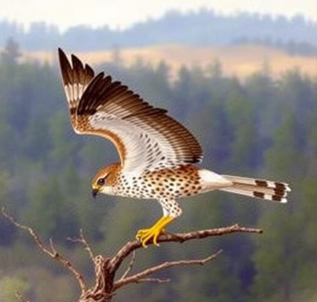 Northern Harrier Hawk Ornithological Illustration