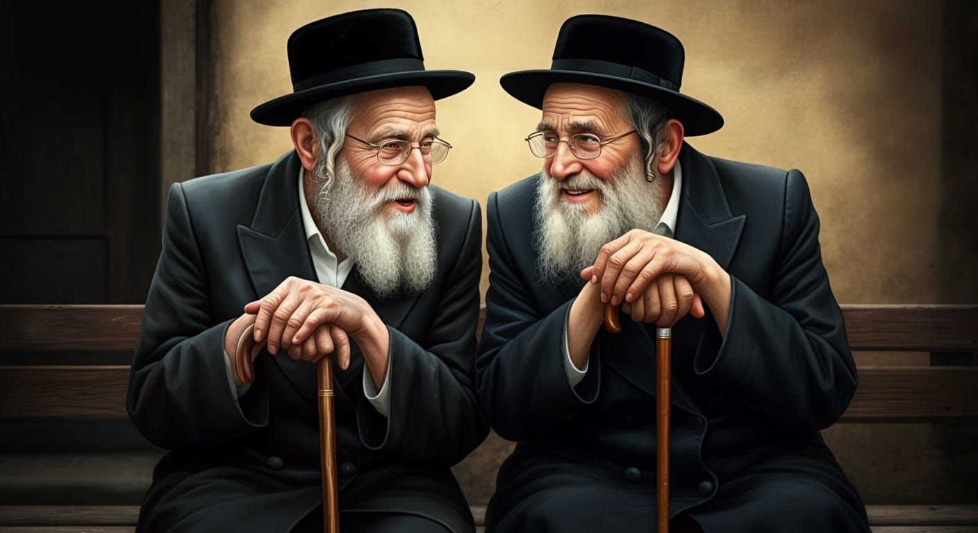 Two Elderly Hasidic Men Share a Heartfelt Conversation