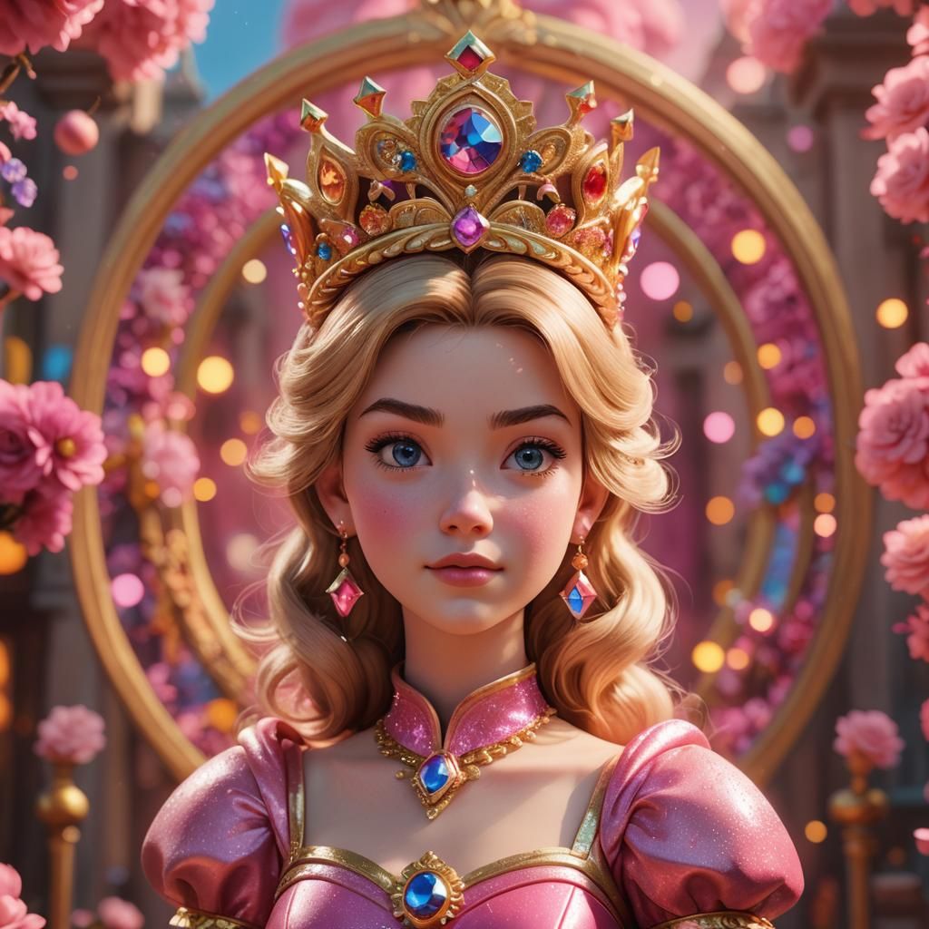 Princess Peach Portrait in Pixar-Inspired 3D Art