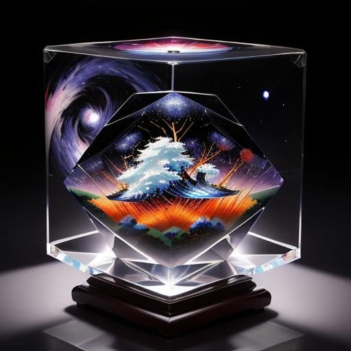 Cosmic Desire Inside Hexagonal Lucite Cube