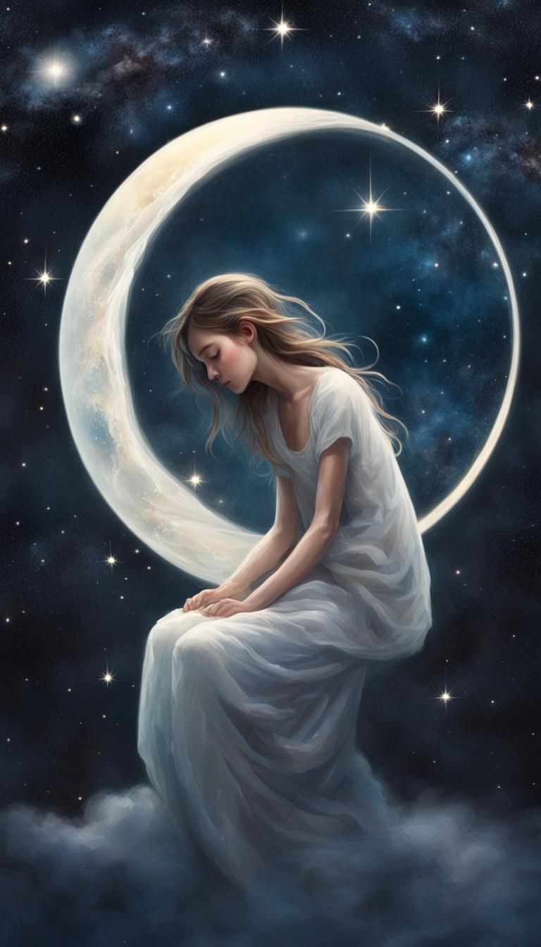 Girl Drifting Peacefully in the Cosmos