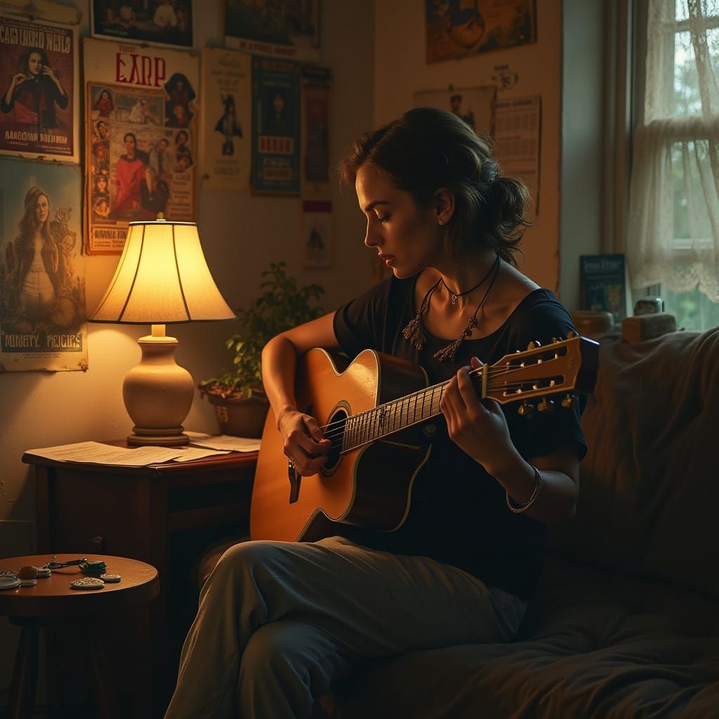 Natalie Portman Lost in Melancholic Guitar Moment