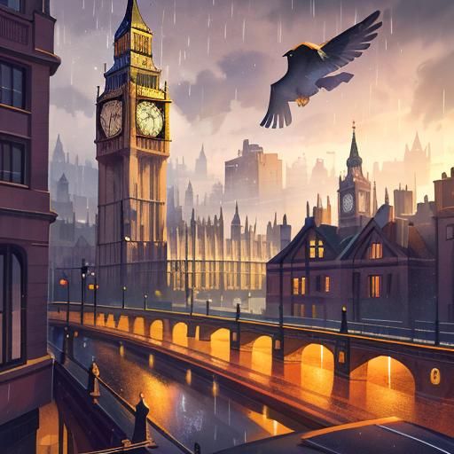 Rainy Day in London: Detailed Matte Painting