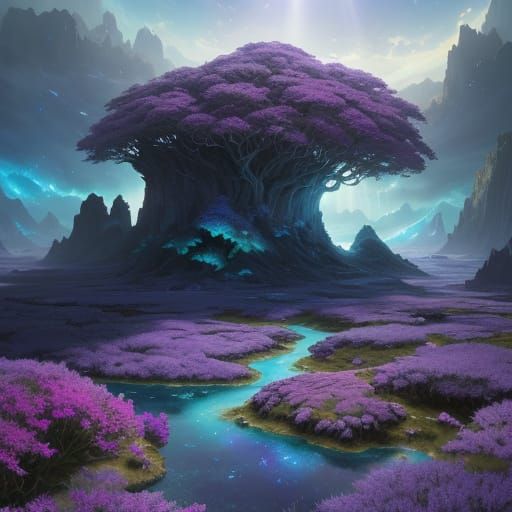 Majestic Floating Islands in Nebula, Epic Fantasy Art