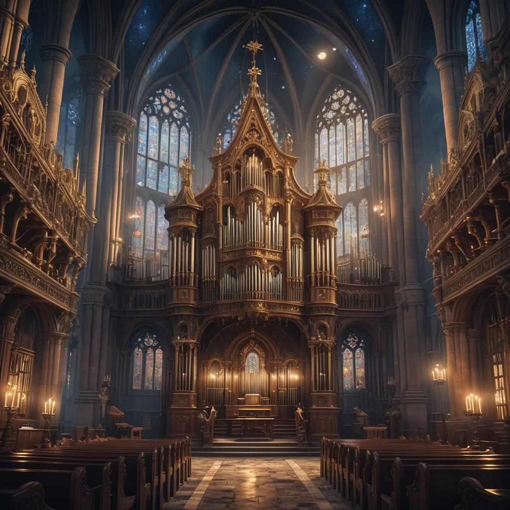 Ghosts Sing Mozart by Church Organ in Moonlight