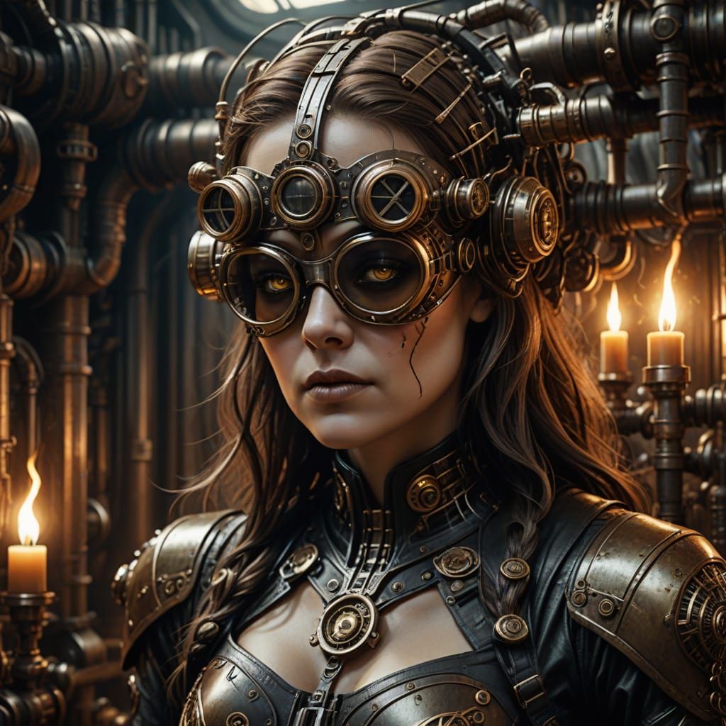 Steampunk Goddess in Warm, Golden Light