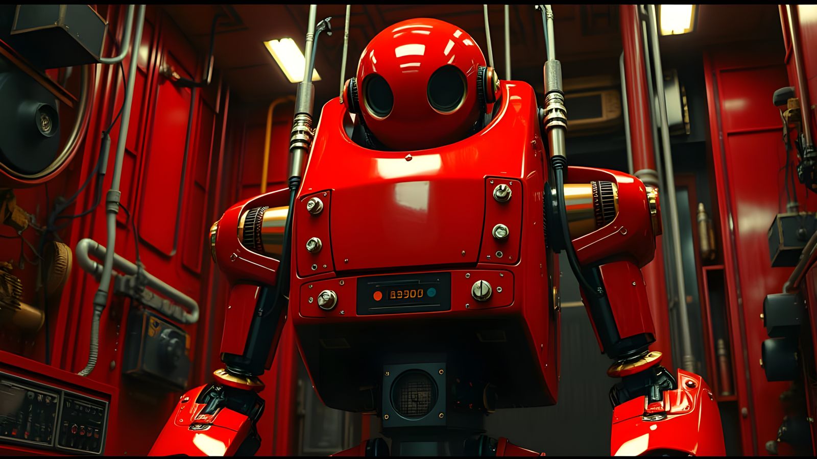 Soviet Robot in Brutalist Style Computer Complex