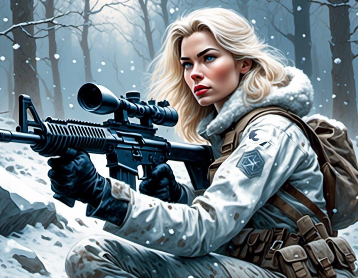 Finnish Soldier in Winter Camouflage, Digital Art