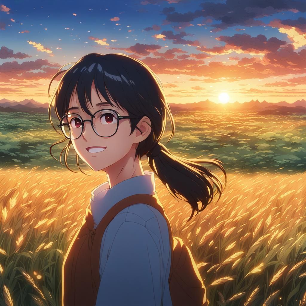 Anime Key Visual of Woman in Field