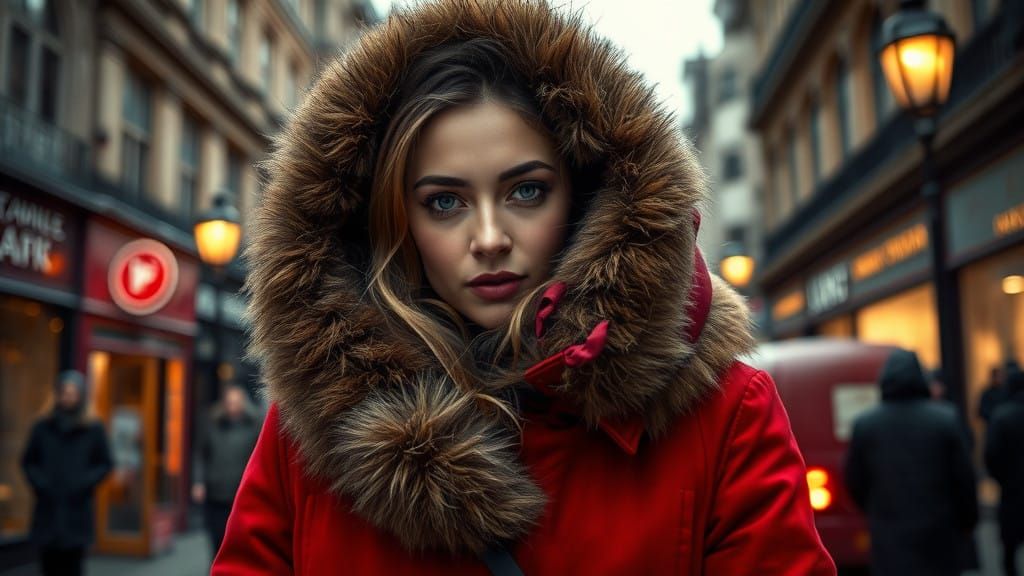 Winter London Scene with Frosty Fog, Gothic Architecture, an...