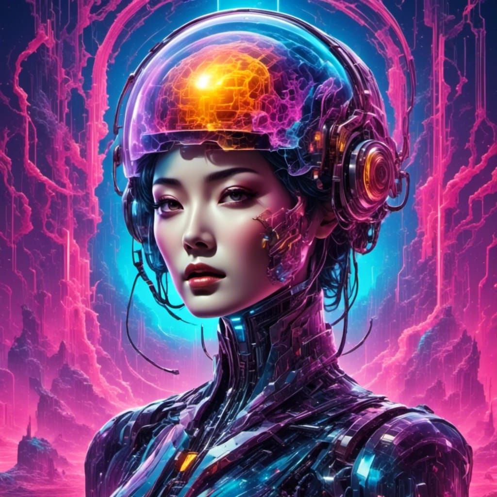 Asian Android with Quantum Mind: Futuristic AI Art