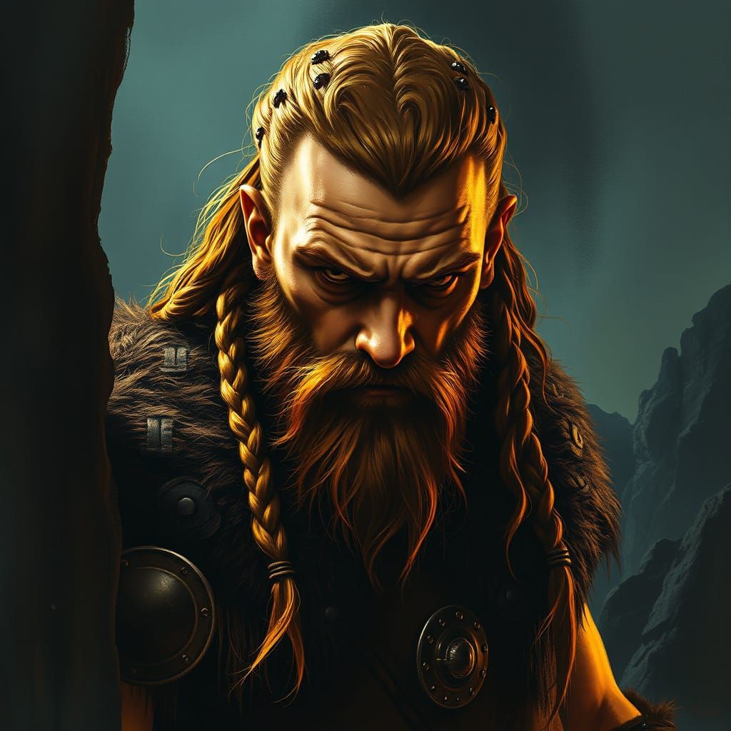 Brooding Warrior Emerges from Shadows