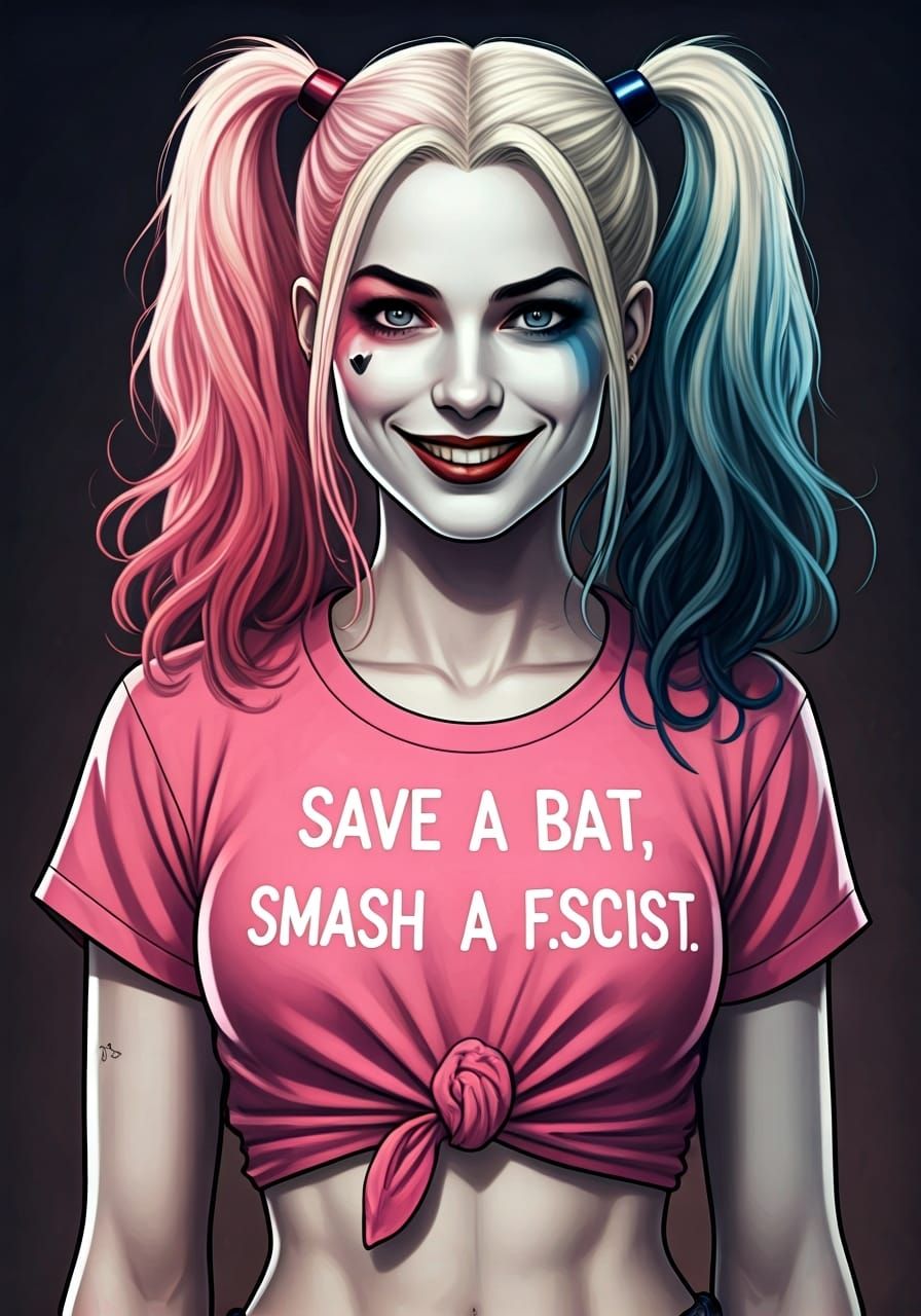 Harley Quinn Portrait in Graphic Novel Style