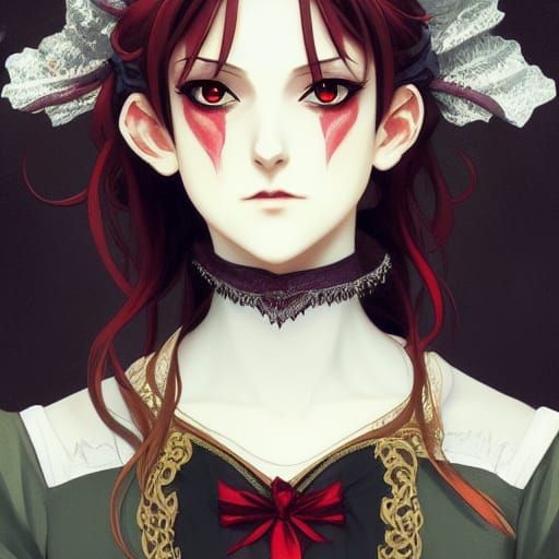 Vampire Anime Girl in Victorian Clothing Portrait