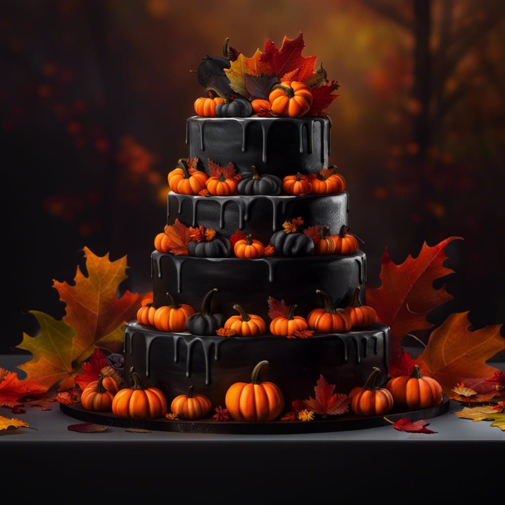 Autumn Wedding Cake with Black Icing