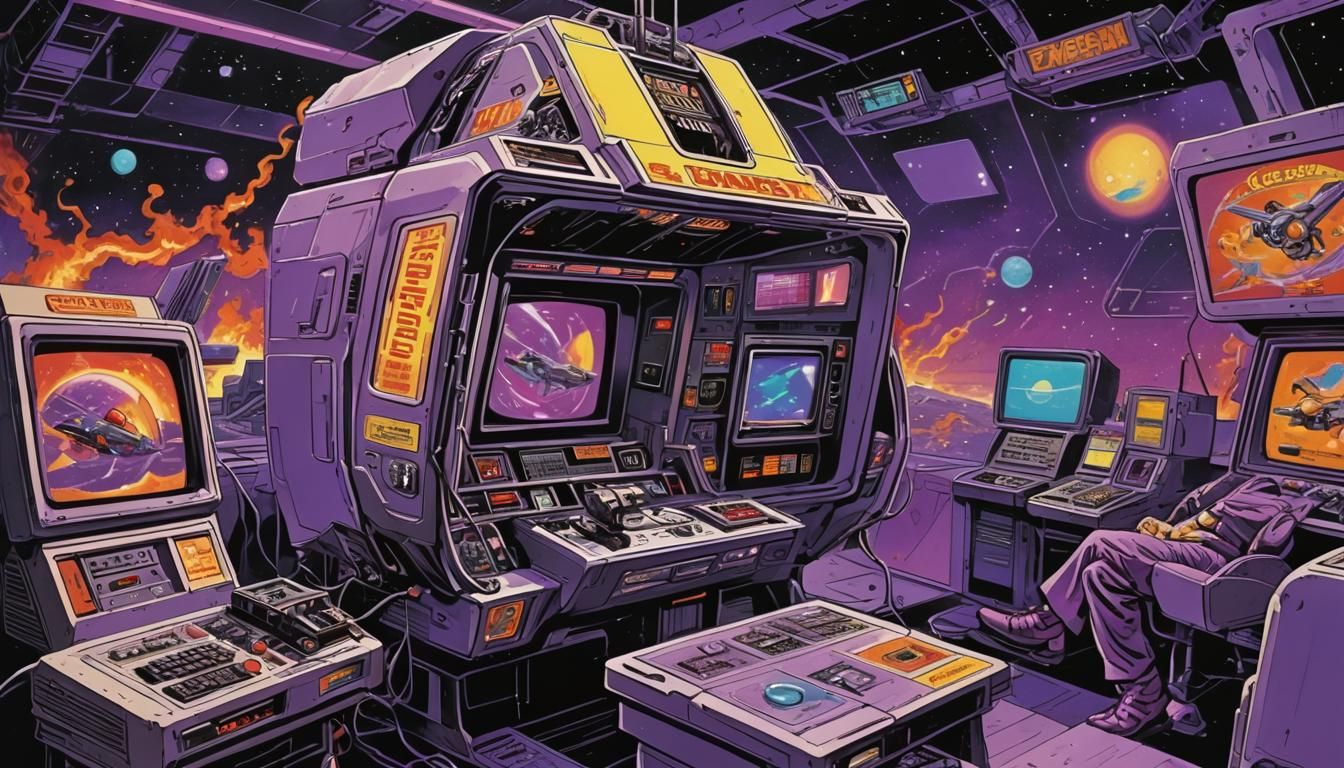 Retro-Futuristic Spaceship in Comic Book Style