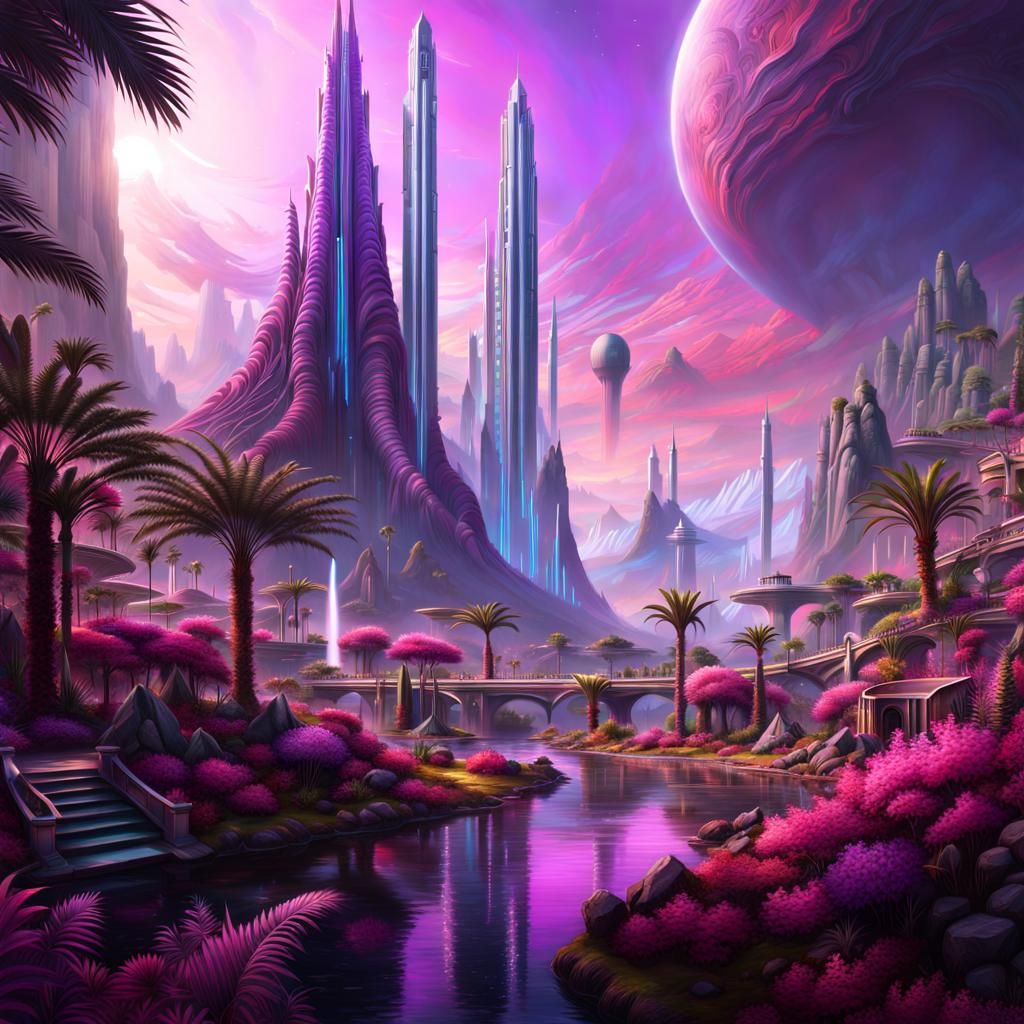 Utopian Colony on Alien Planet: Digital Matte Painting
