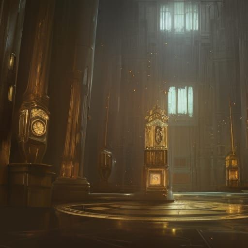 Victorian Grandfather Clock with Metallic Reflections