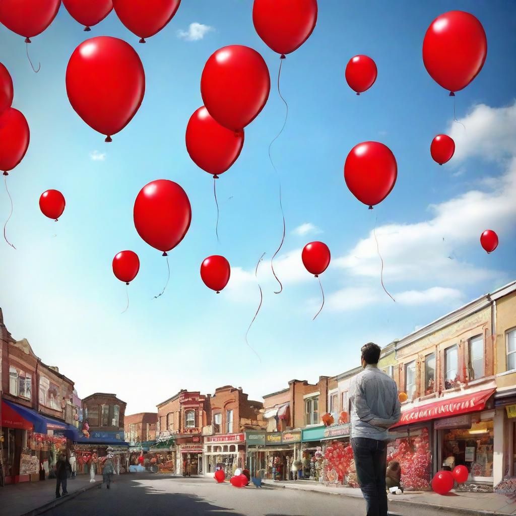 Ninety-Nine Red Balloons in Summer Sky