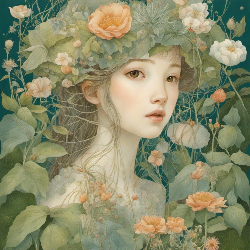 Botanical Illustration of Forest Flora and Fauna