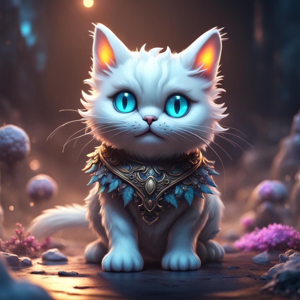 Cute Ghost Cat in Detailed Fantasy Art