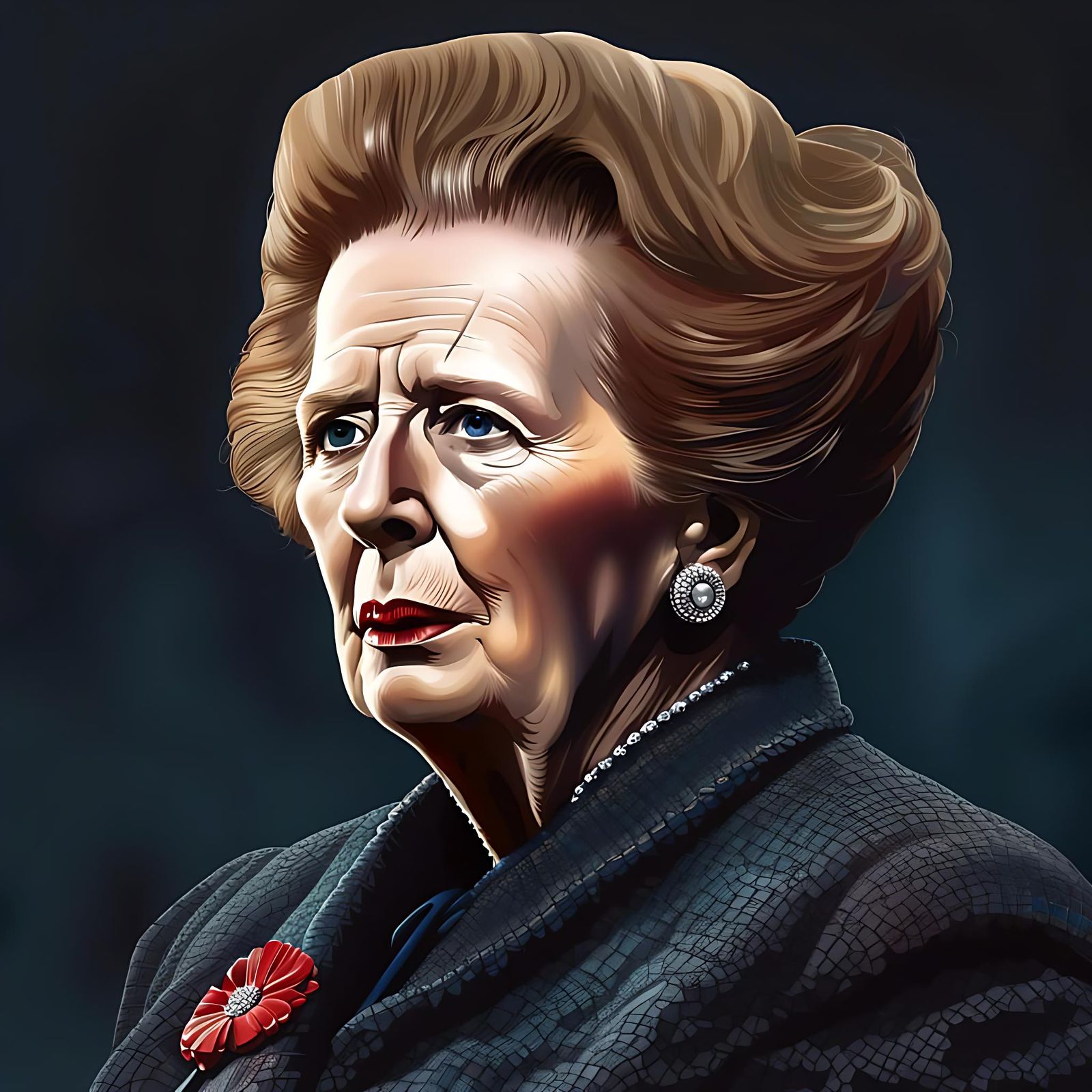 Hyperrealistic Portrait of Margaret Thatcher
