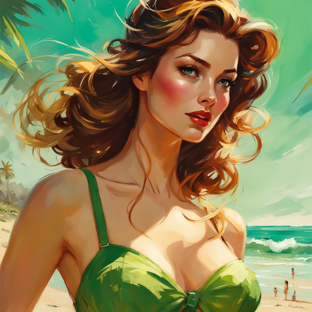 Belle as Pin-Up Girl on Sunny Beach